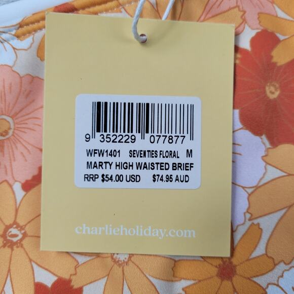 NWT Charlie Holiday Marty High Waist Retro 70s Daisy Floral Bikini Bottom size M - Picture 6 of 12